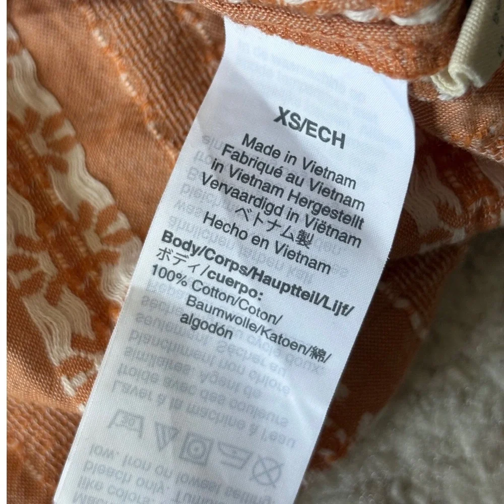 Madewell Blouse Women XS Orange Floral Off-The-Shoulder Puff Sleeve Cottagecore